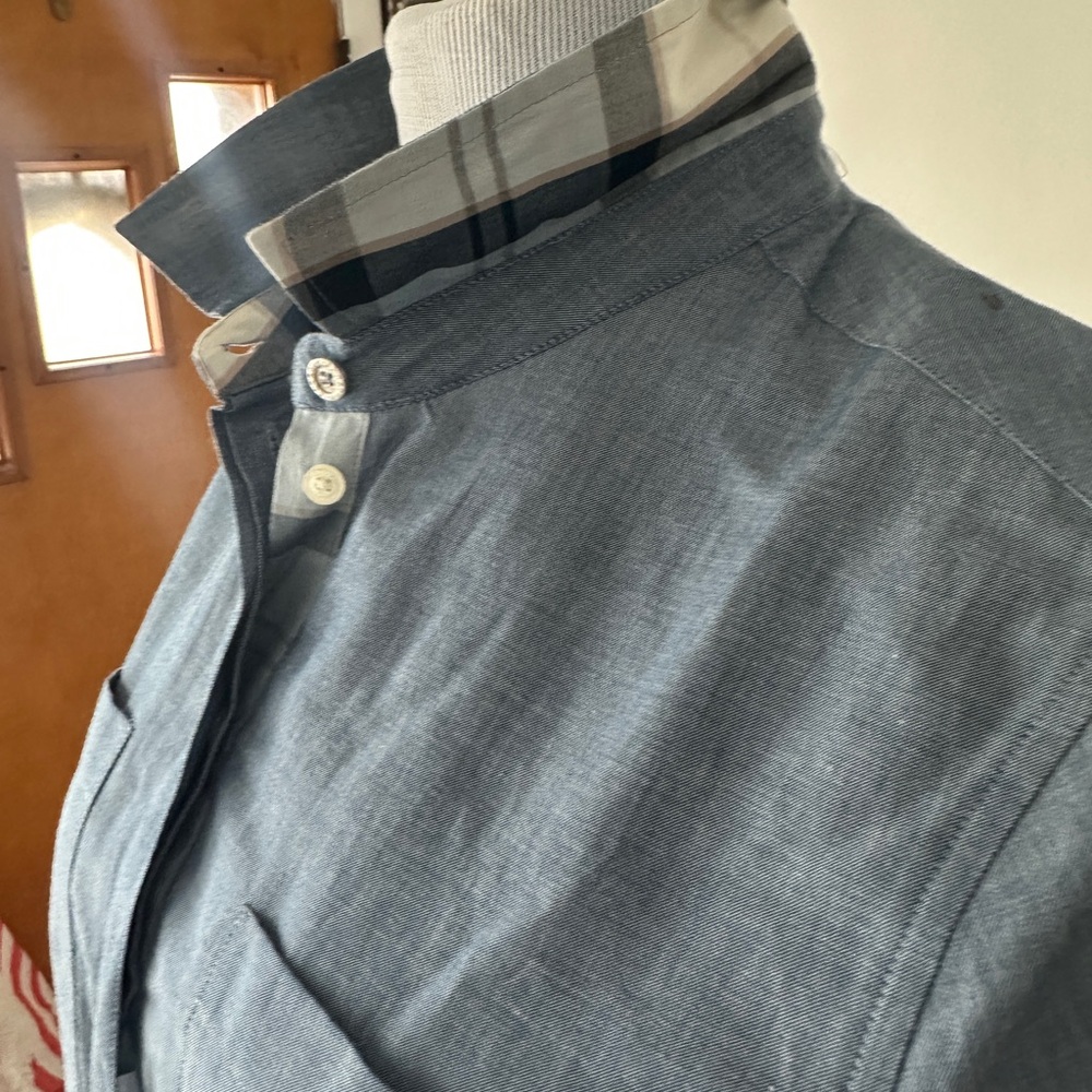 Barbour women's shirt dress Sleeve with plaid placket Denim Dress 8 US - Picture 9 of 10